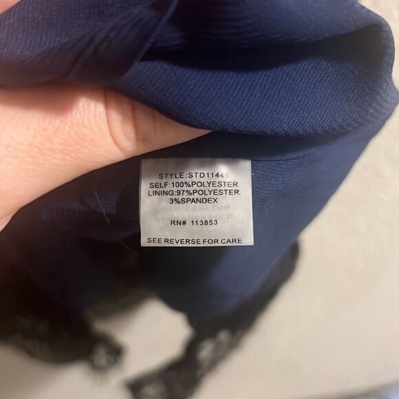 ✨SugarLips Navy Multi Floral Halter Front Self-Tie Lace Trim Slip Sz S Dress✨ - Picture 7 of 8